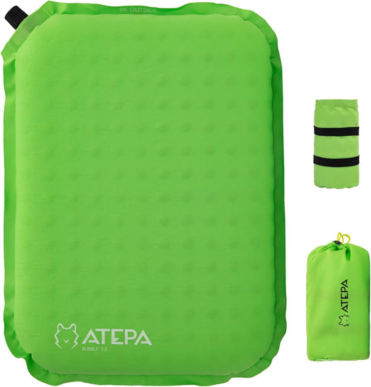 ATEPA Inflatable Stadium Seat Cushion, Self-Inflating Memory Foam Stadium Seats Bleacher Seat Chair Cushion Pad for Airplane Travel Backpacking Sports Events