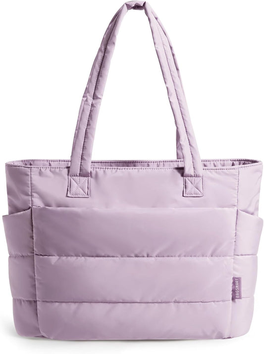 BAGSMART Tote Bag for Women, Lightweight Puffy Tote Bag with Compartments Shoulder Bag Handbag for Travel, Work, Gym,