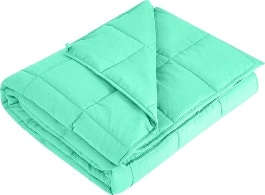L'AGRATY Weighted Blanket - 60"x80" 15lbs Cooling Breathable Heavy Blanket Microfiber Material with Glass Beads Big Blanket for Adult All-Season Summer Fall Winter Soft Thick Comfort Blanket