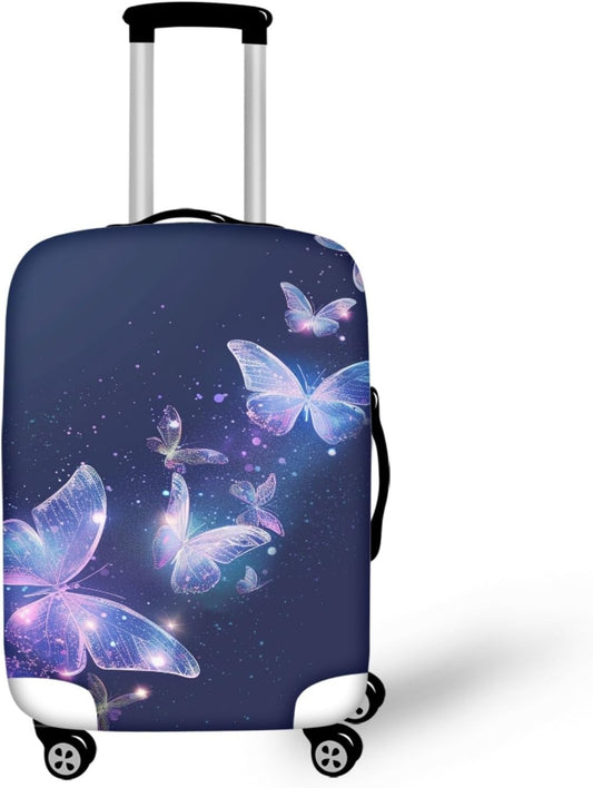 Travel Luggage Cover Anti-scratch Baggage Suitcase Protector Fits 26-29 Inch Luggage, Purple Crystal Butterfly