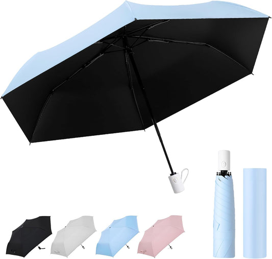 Auto Open Close Umbrella - Ultra Light Compact Travel & Backpack Size for Women and Men, UPF 50+ Eco-Friendly Sun Protection & Windproof Rain Umbrella with UV Defense