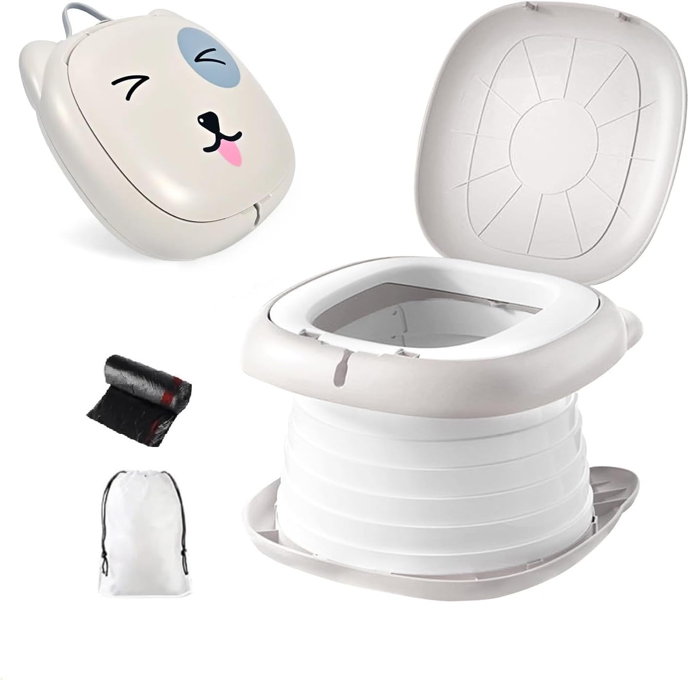 Portable Potty Seat For Toddler Travel, Travel Potty Seat For Toddler with Carry Handle, Portable Toilet For Kids Girls and Boys, Car Potty For Toddler (Grey)