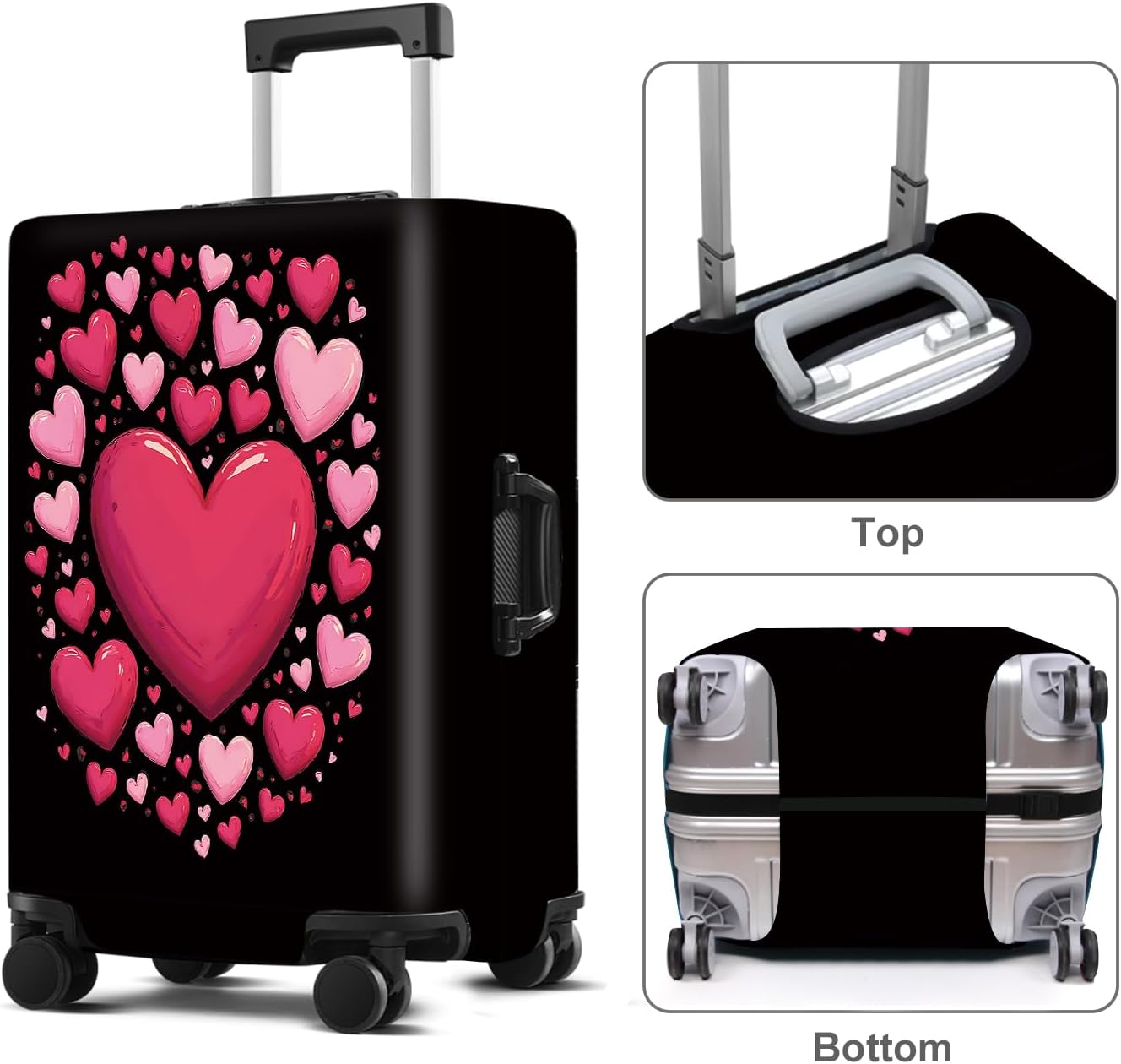 Luggage Cover Washable Suitcase Protector Anti-Scratch,Stretchable Fit for 20-34Inch Luggage Durable Travel Bag Cover with Zipper Closure (Heart, XL(fits 32-34Inch suitcase))