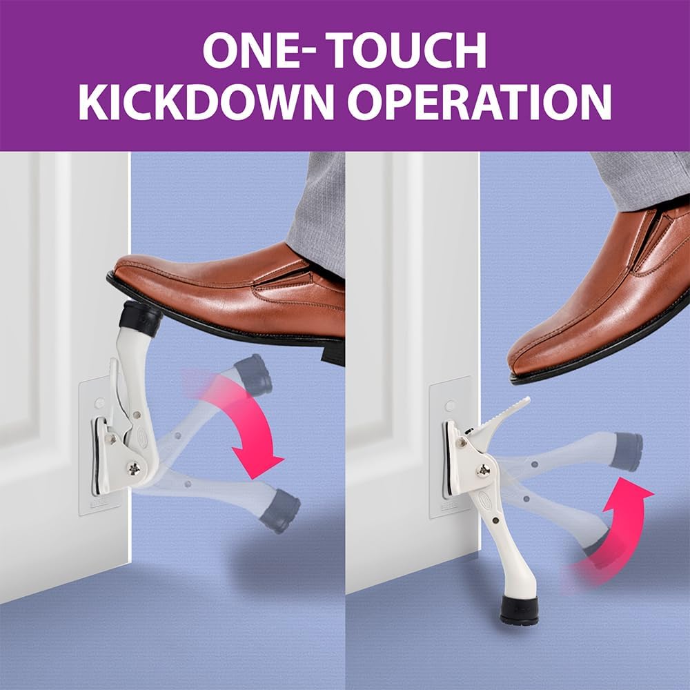 Door Stopper with Adhesive Bracket Stickers, No Drilling or Tools Needed, Available for All Doors, Door Holder, Heavy Door Stop, KickDown Door Stoppers, Bottom of Door by HASHI (Black/Bracket 2pack)