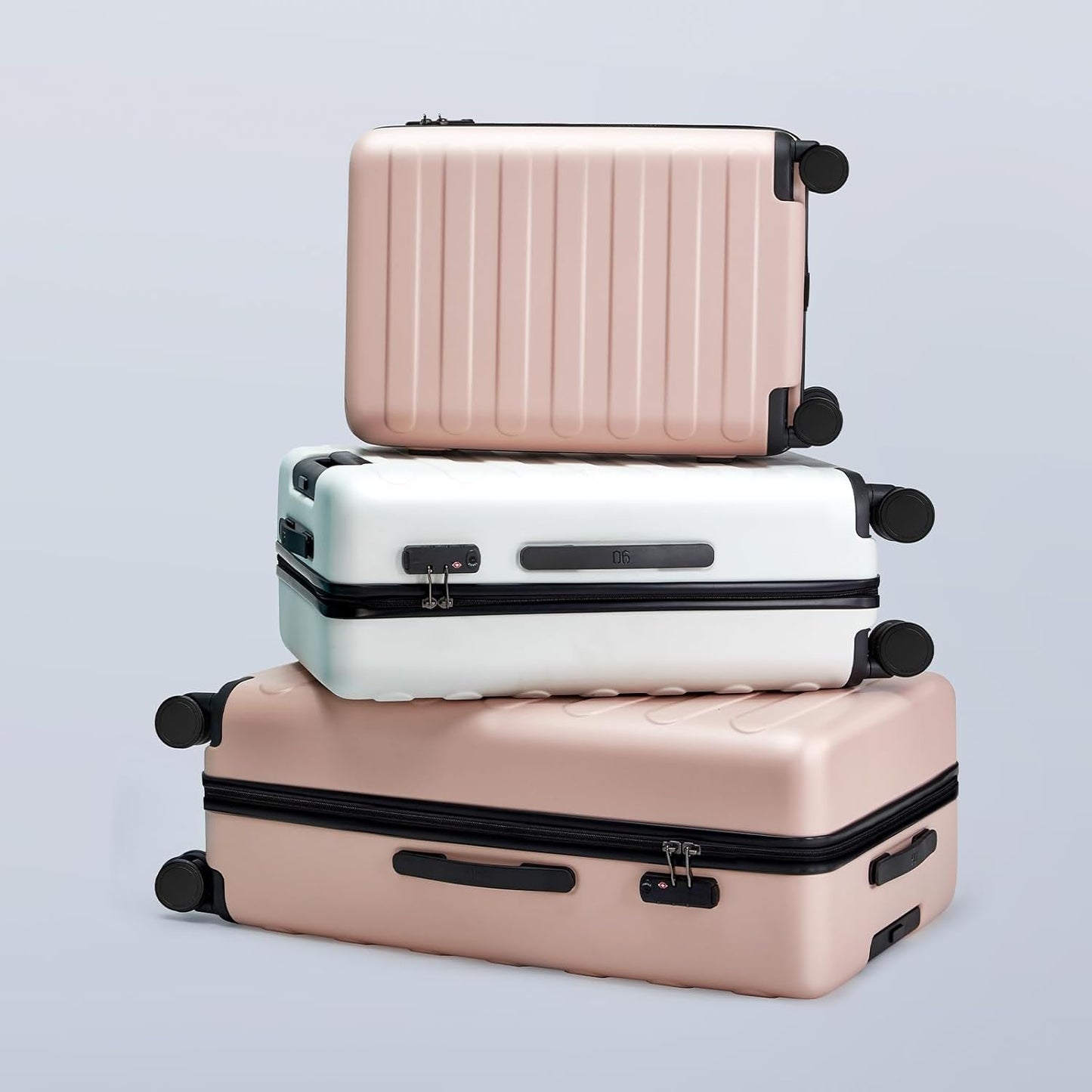 NINETYGO Carry On Luggage 22x14x9 Airline Approved, 20 Inch Luggage with Smooth Spinner Wheels, Lightweight, Hard Shell PC Suitcase Carry-On, Travel Luggage, TSA Approved (Lily White, Rhine Basic)