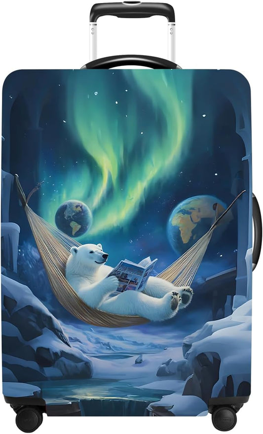 Polar bear Luggage Cover Washable Suitcase Protector Anti-Scratch,Stretchable Fit for 20-34Inch Luggage Durable Travel Bag Cover with Zipper Closure L(28-30inch suitcase)