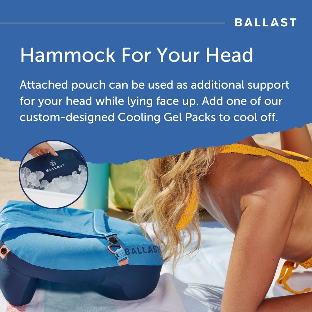 Ballast Travel Pillow PRO – Neck Pillow for Airplane, Compact Travel Pillow for Beach & Traveling, Enjoy Relaxation Wherever You Go (Ocean Blue)