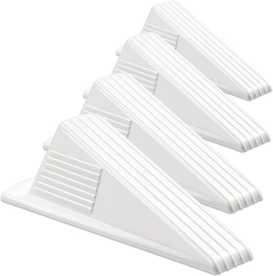 Frienda 4 Pcs Jumbo Door Stoppers Heavy Duty Door Stopper Tall up to 2inch Tall Wedge TPR Large Wedge Stackable Big Rubber Doorstop for Hotel Carpet Hardwood Concrete and Tile (White)