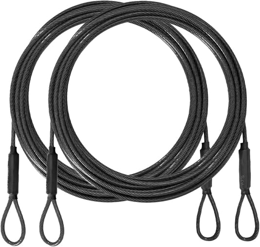 3.3mm (1/8 Inch) Outdoor Travel Stainless Steel Security Cable-4ft Luggage Lock Safety Wire Flexible Steel Wire Rope with Double Loop Safety for Luggage, Bike, Lock(Balck*2, 4ft-(2Pack)
