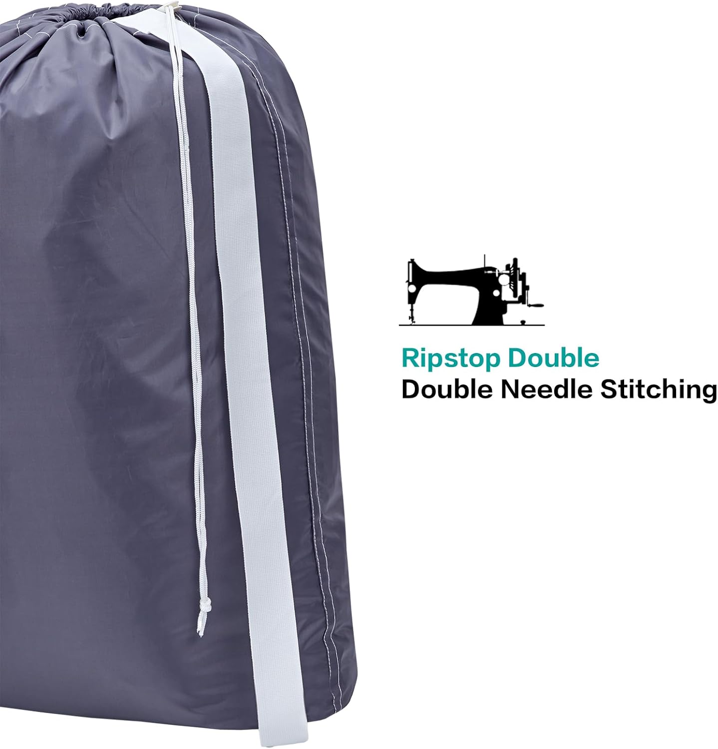 HOMEST XL Nylon Laundry Bag with Strap, Large Dirty Garments Organizer, Easy Fit a Hamper or Clothing Basket, Can Carry Up to 4 Loads of Clothes, Gray