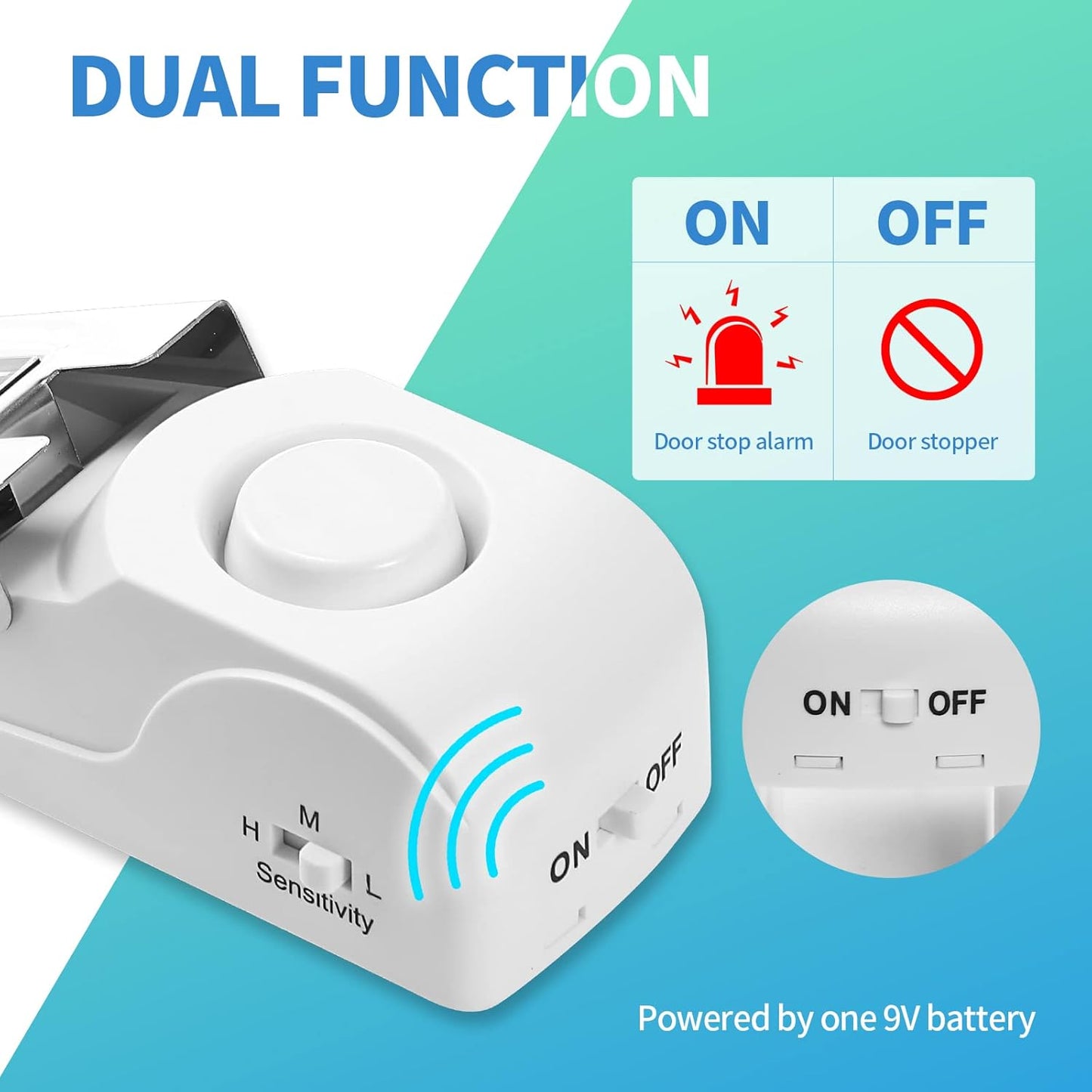 Door Stop Alarm, Door Stopper with 120DB Security Alarm, Floor Wedge Doorstop for Travel Apartment Home House (Pack of 1)