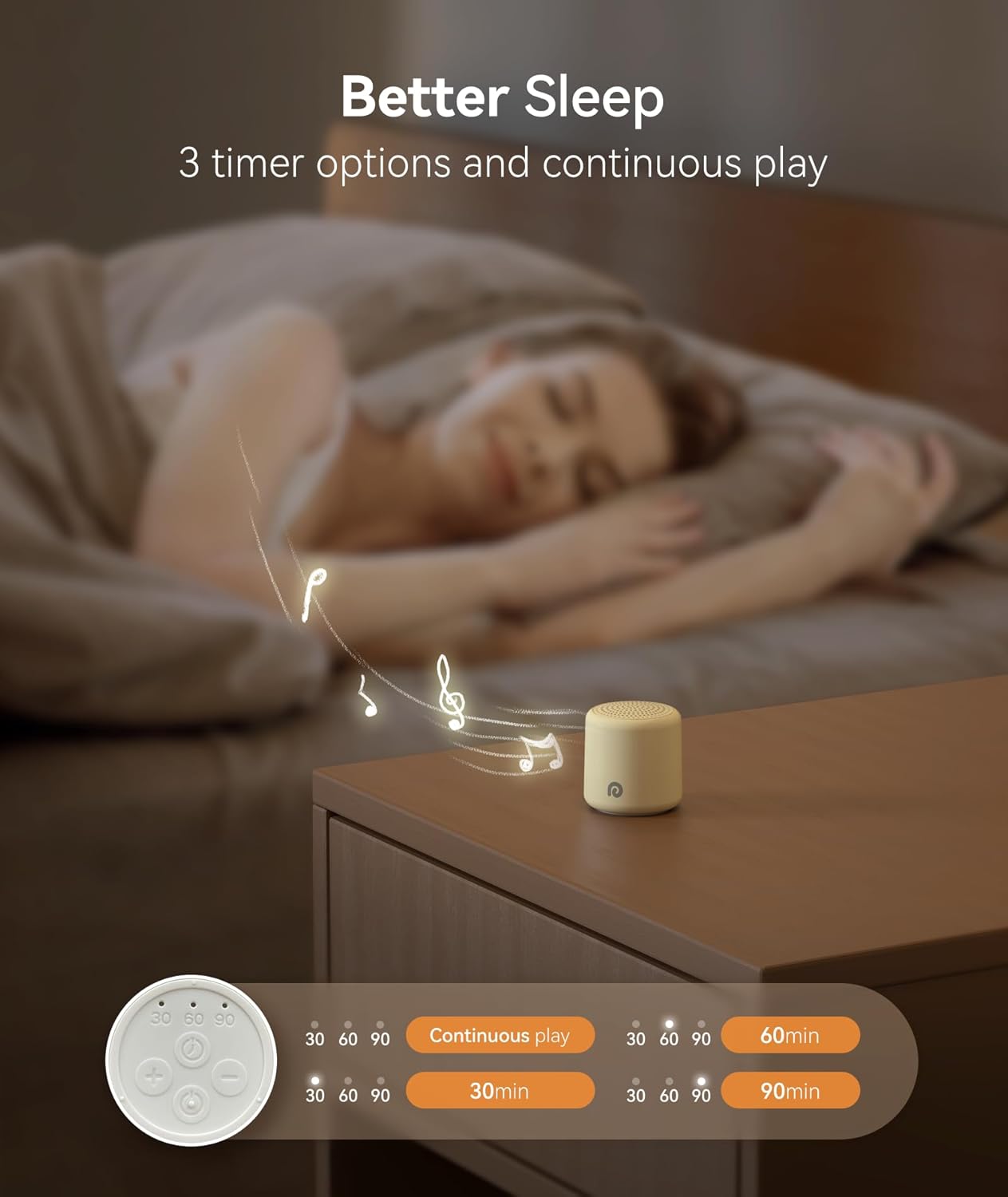 Dreamegg Travel White Noise Machine - Portable Sound Machine for Baby Adults, Travel Sound Machine for Sleep, 16 Nature Sound, Timer, White Noise Machine for Sleeping Gift, Butter