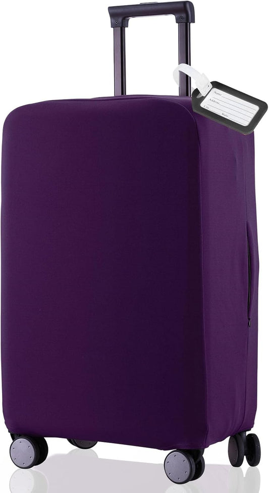 Travel Luggage Cover Protector Scratch-Resistant Fit 19-33 Inch Suitcase, Elastic Luggage Compartment Cover, Protective Cover, Dust CoveNot Included Suitcase (Purple, 3XL(32-33inch))