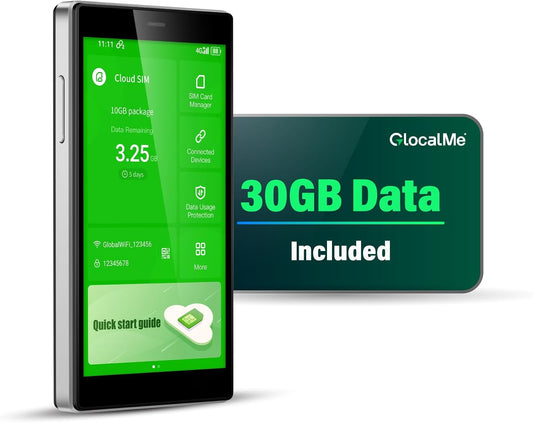 GlocalMe G4 Pro 4G LTE Mobile Hotspot Device with 30GB US/CA/MX Data 60 Days, Portable WiFi Hotspot for Travel, 5” Touch Screen LCD Display, Dual Band High Speed Hotspot Device, SIMFREE, Pocket WiFi
