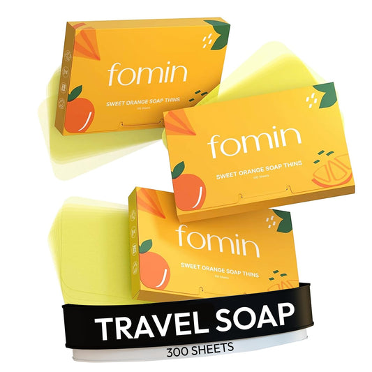 FOMIN - Antibacterial Paper Soap Sheets for Hand Washing - (300 Sheets) Orange Portable Travel Soap Sheets, Dissolvable Camping Mini Soap, Portable Hand Soap sheet