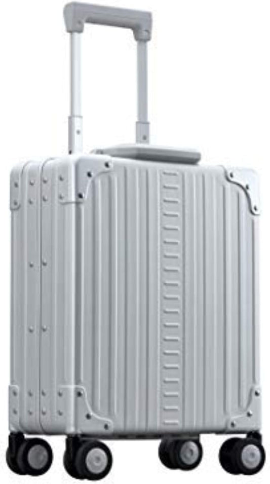 Aleon 16” Aluminum Vertical Underseat Carry-On Luggage - Luxury Business Briefcase with Wheels - Hardshell Suitcase for Airplane Travel (Platinum)