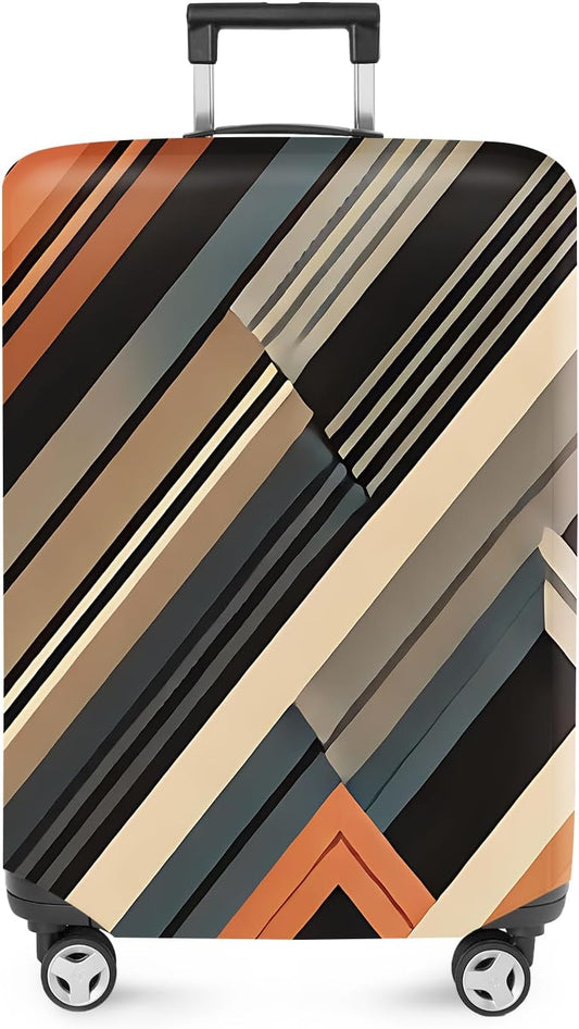 ANNA QUEEN Modern Geometric Luggage Cover, Abstract Striped Suitcase Protector for 24-26 Inch, Durable, Stretchable Travel Cover, Stylish & Washable Luggage Sleeve