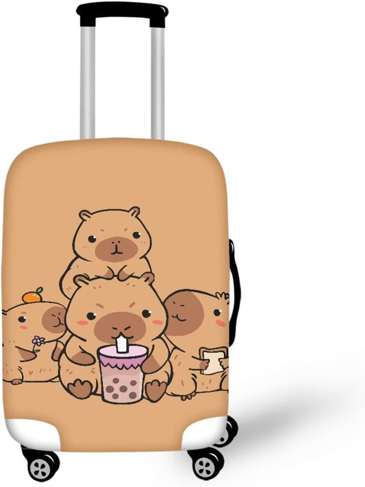 Milk Tea Capybara Luggage Cover Fit 26-29 Inch Universal Thickness Suitcase Covers Protector with Invisible Zipper Scratch-Resistan Travel Luggage Baggage Case