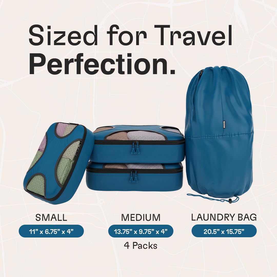 Shacke 6 Set Packing Cubes for Travel - Compression Packing Bags/Travel Organizer - Luggage Organizer Bags for Traveling - Travel Essentials for Women - Cruise Must Haves Packing List