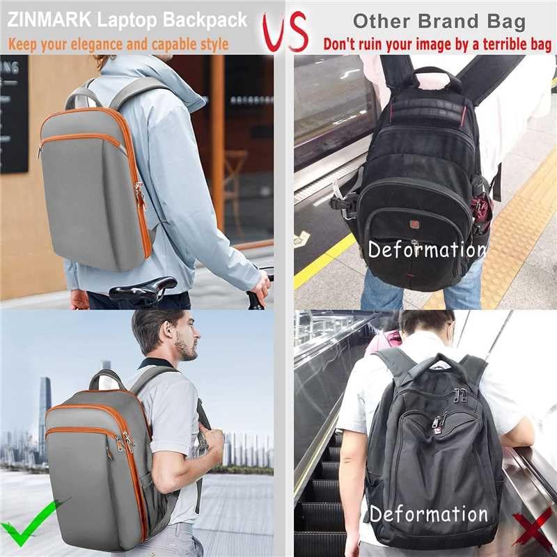 ZINMARK Slim Expandable 15 15.6 16 Inch Laptop Backpack Anti Theft Travel Business Durable Computer Bag, Multipurpose Large Capacity Daypack for Men And Women，G01OG01