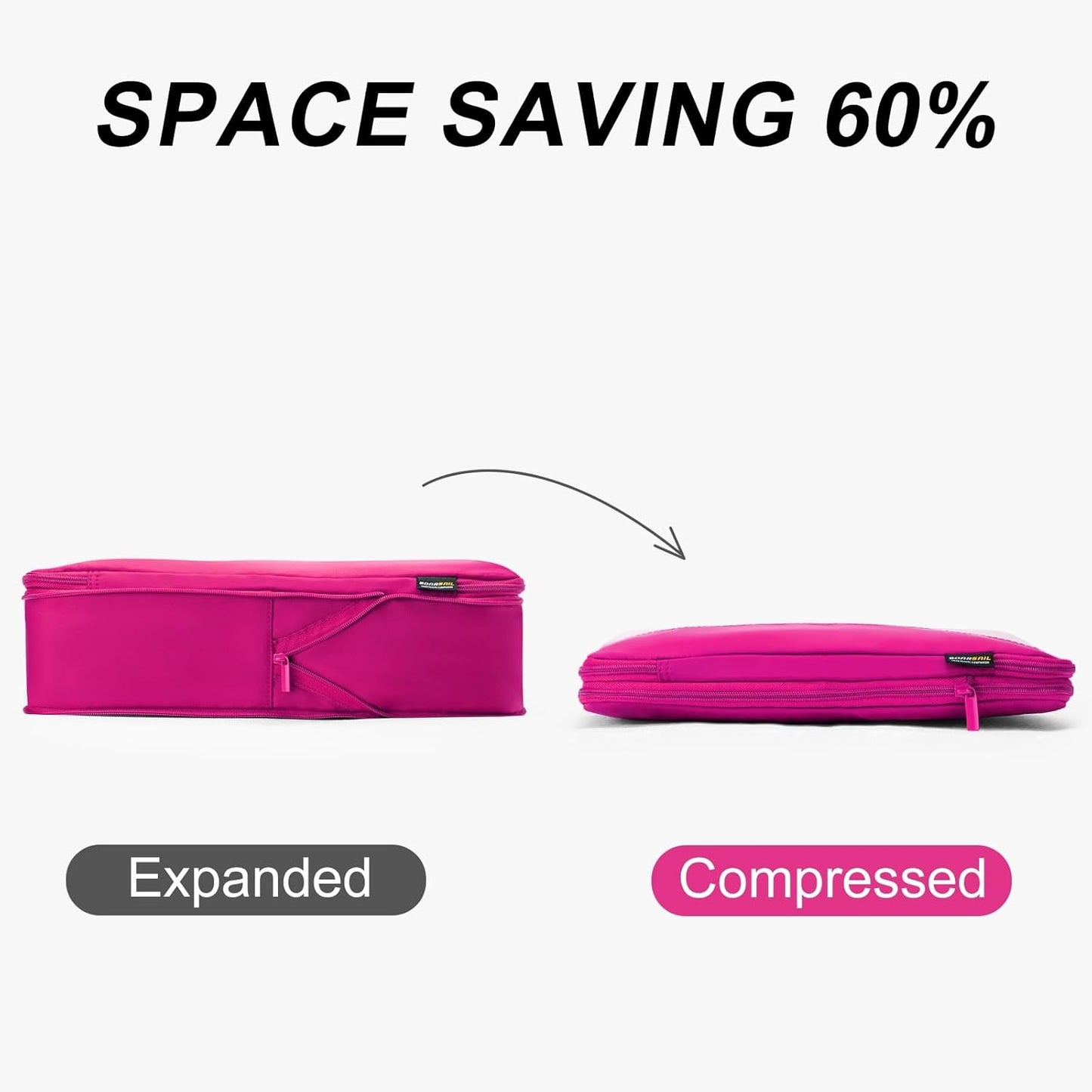 6 Set Compression Packing Cubes for Travel Essentials, Luggage Organizers for Suitcases (Rose Red)