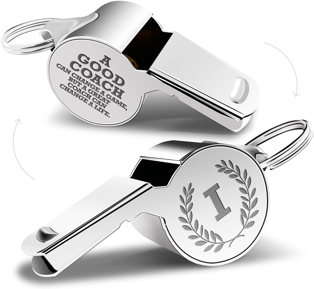 Letters Coach Gifts, Whistle for Coaches, Whistle Emergency, Thank You Coach Gifts, Coaches Whistle with Lanyard Cheer Coach Gift for Men Women Teachers Referees School Sports Coach Outdoor, Letter I