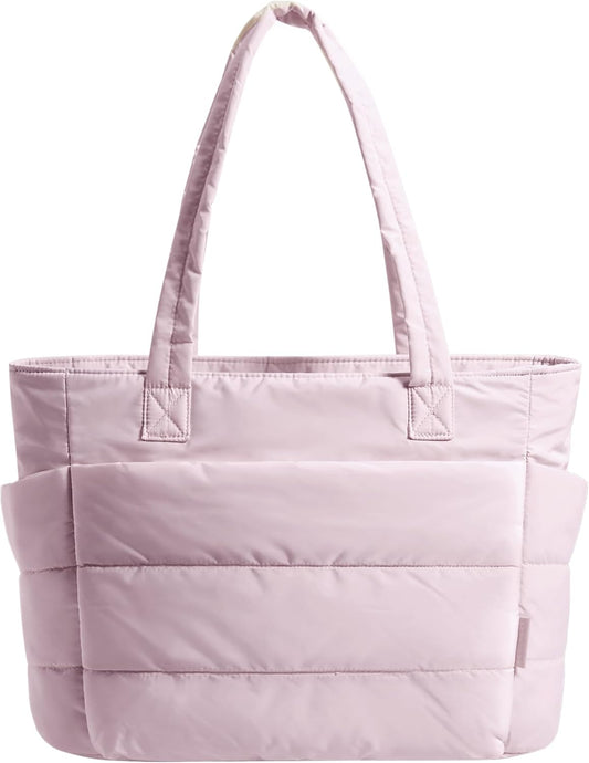 BAGSMART Tote Bag for Women, Lightweight Puffy Tote Bag with Compartments Shoulder Bag Handbag for Travel, Work, Gym,
