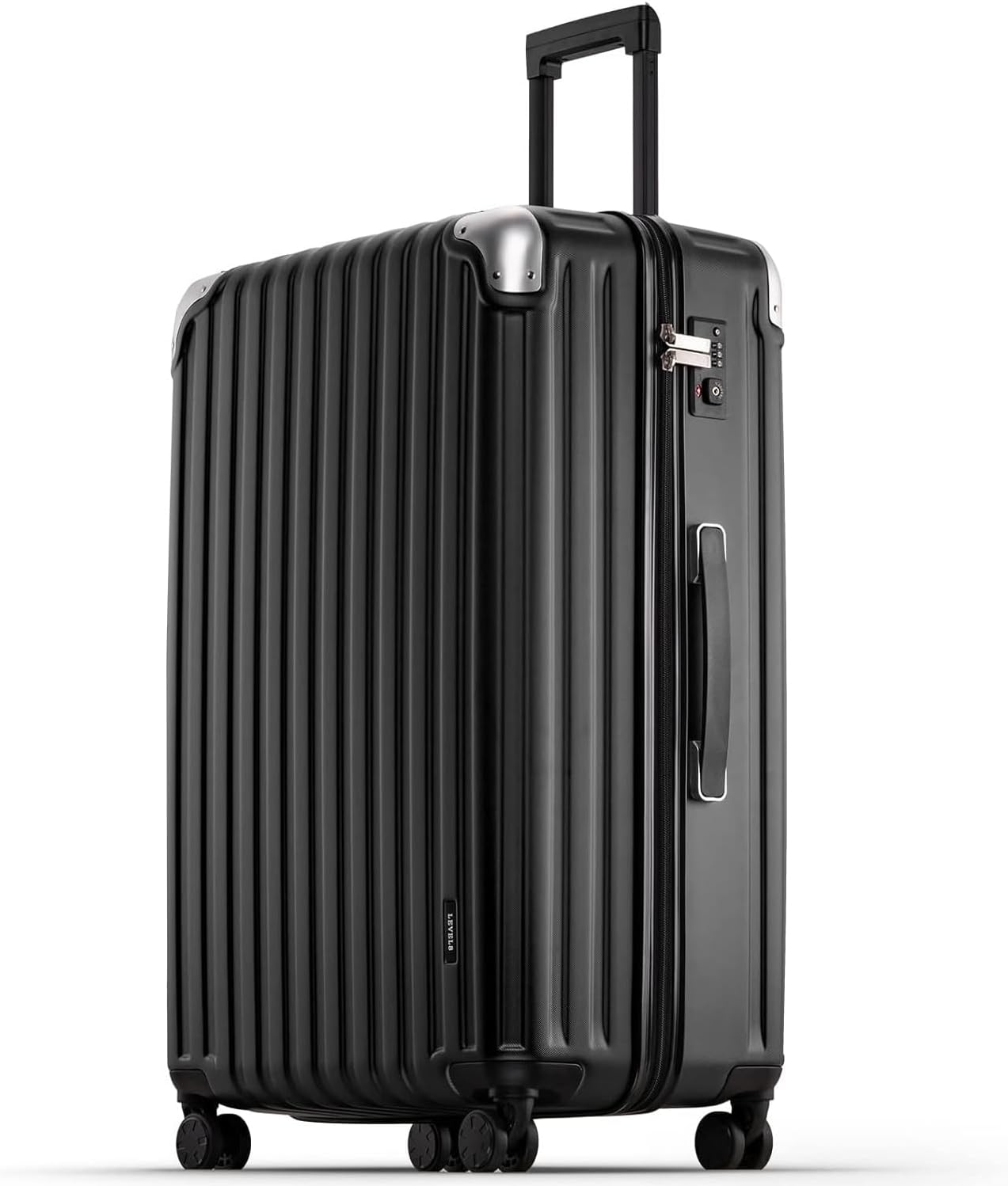 LEVEL8 Grace Luggage, 28 Inch Hardside Suitcase, Abs+Pc Harshell Spinner Luggage with Tsa Lock, Spinner Wheels, Black, 28 Inch