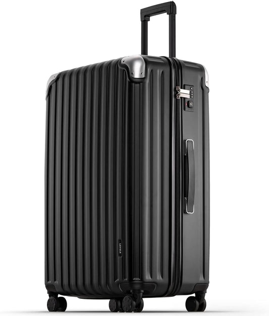 LEVEL8 Grace Luggage, 28 Inch Hardside Suitcase, Abs+Pc Harshell Spinner Luggage with Tsa Lock, Spinner Wheels, Black, 28 Inch