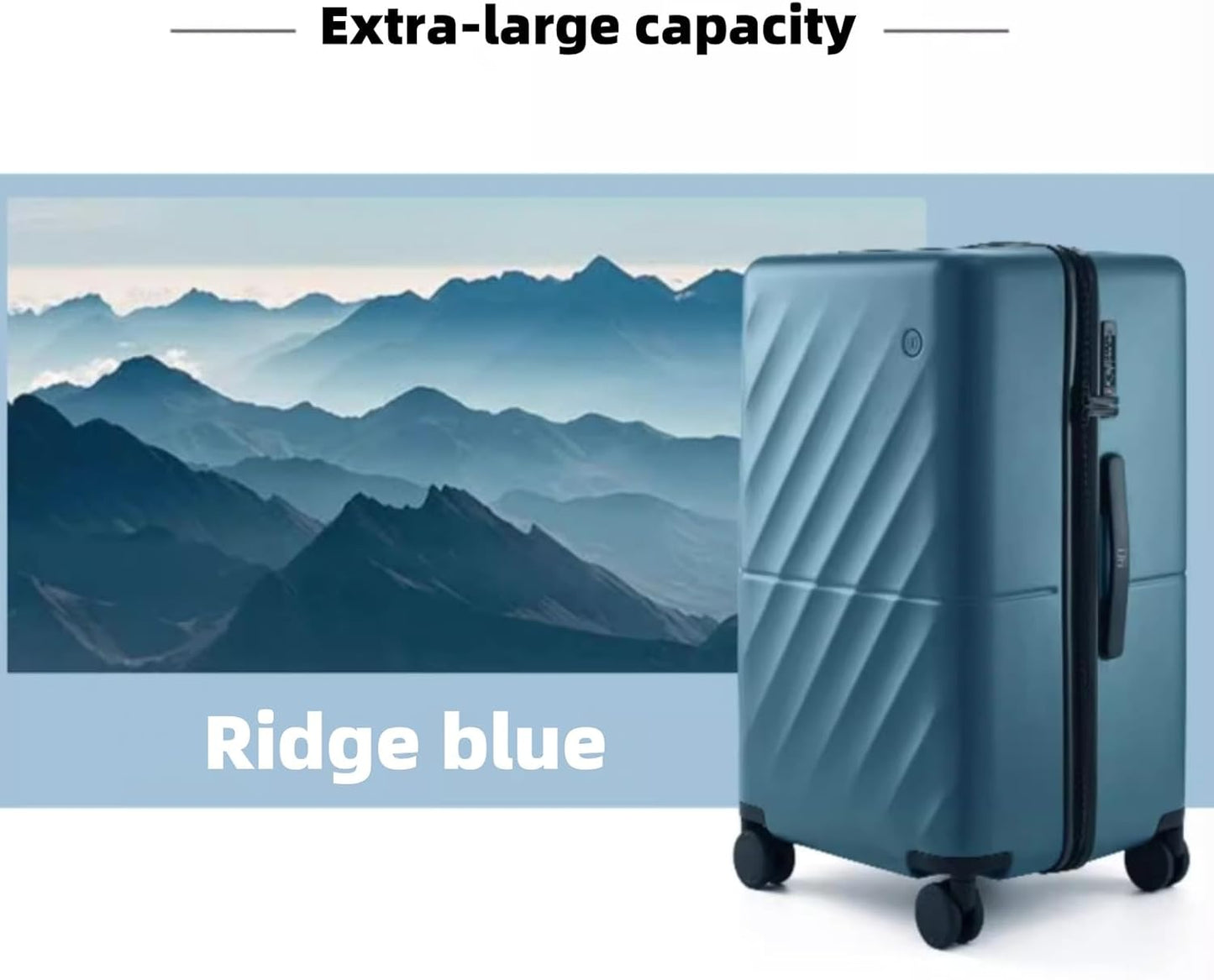 NINETYGO Trunk Luggage 26 Inch, Medium Checked Luggage with Double Spinner Wheels, Anti-Burst Zipper, Hard Case PC Suitcase, Lightweight Travel Luggage, TSA Approved (Topaz Blue, Hudson)