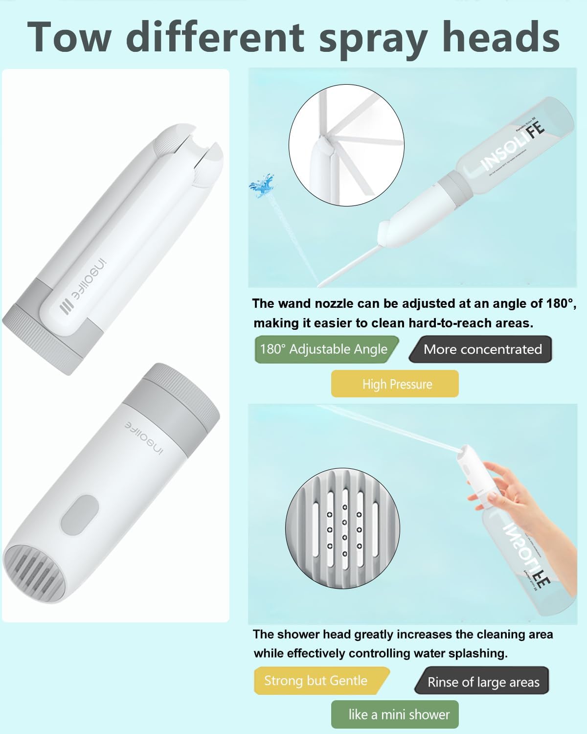 Portable Bidet | High Pressure Travel Bidet | Rechargeable Electric Portable Bidets for Men & Women | Portable Bidets for Travel