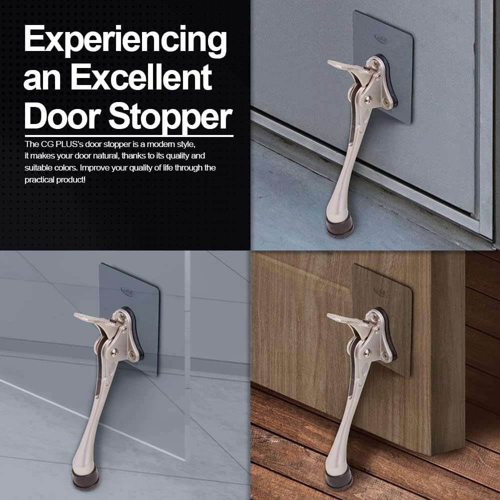 One-Touch Doorstop Adhesive Bracket (White, 6inch x 2pack)