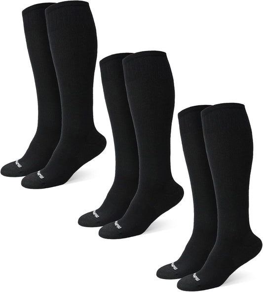 HAPIU Merino Wool Soft Compression Socks for Women & Men, 15-20 mmHg, Plus Size Knee High Stocking for Nurses, Pregnancy, Travel, Flight, Medias de Compresión Mujer