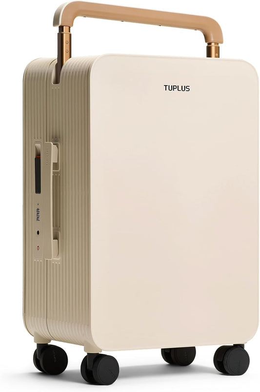 TUPLUS 20” Carry-On Hardside Luggage Lightweight ABS Travel Suitcase with Wide Handle Spinner Wheels TSA Combination Lock, Balance Series 2.0, Hazelnut Almond