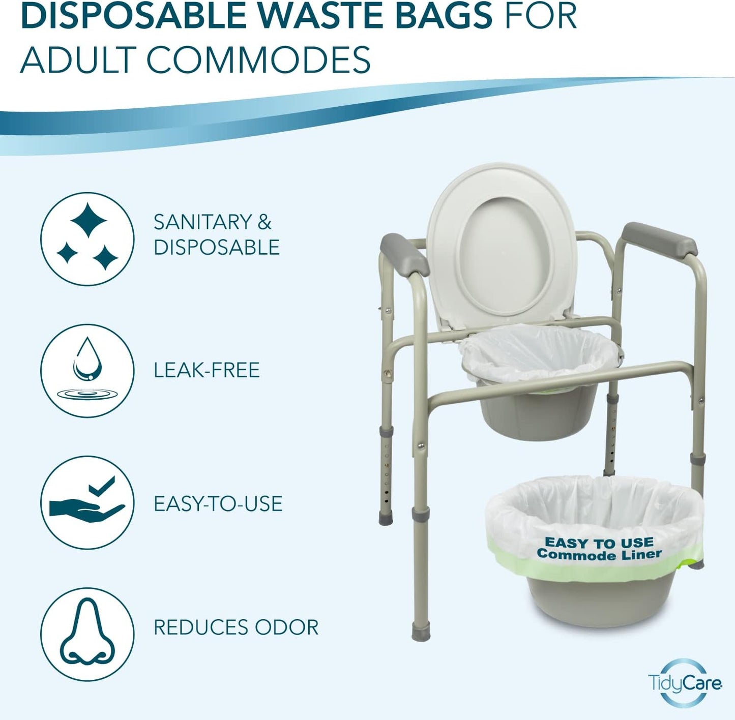 Disposable Bedside Commode Liners for Adult Portable Toilet Chair Seat Bucket and Bedpan | Value Pack of 192 Waste Bags | Universal Fit Liners for Home Medical Care