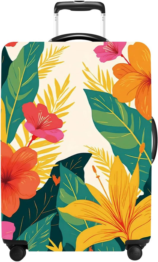 Luggage Cover Washable Suitcase Protector Anti-Scratch,Stretchable Fit for 20-34Inch Luggage Durable Travel Bag Cover with Zipper Closure (Flower, L(fits 28-30Inch suitcase))