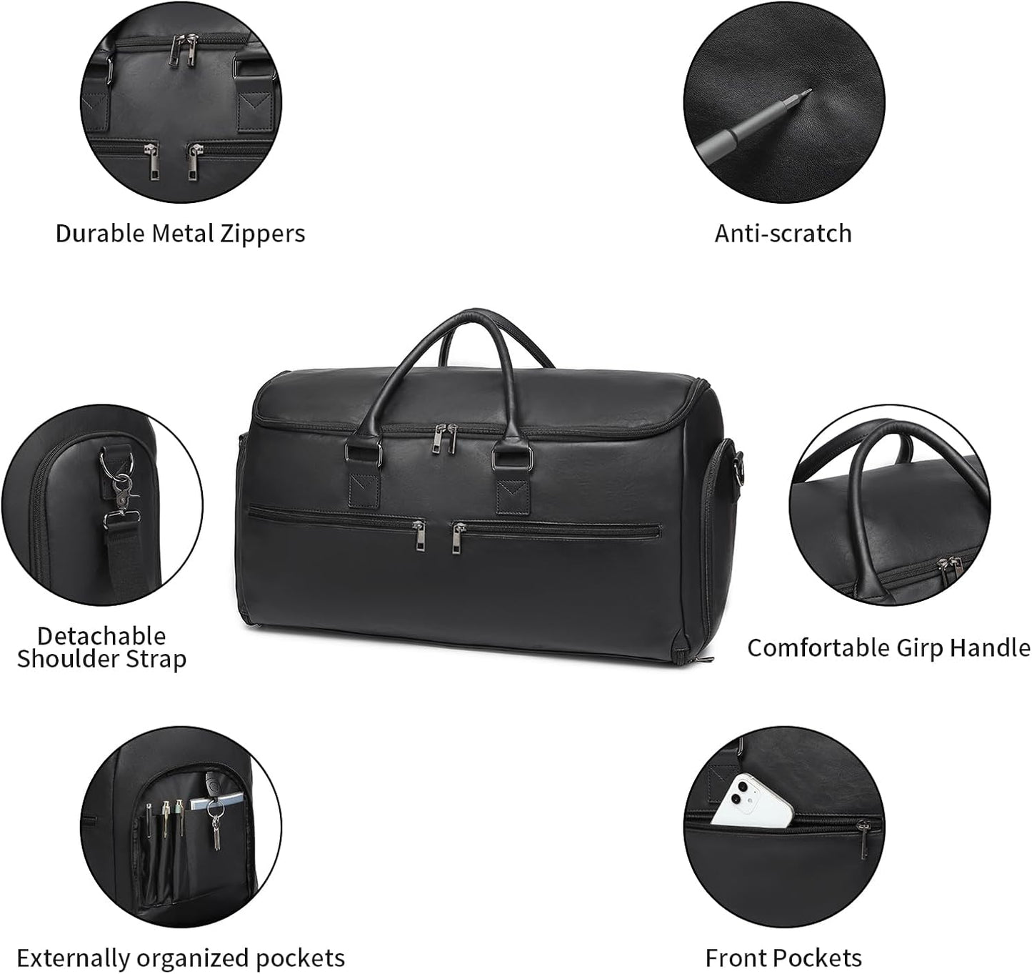 Carry On Garment Bag for Travel, Convertible Travel Garment Bag for Men Women, 2 in 1 Hanging Suitcase Suit Business Travel Bag