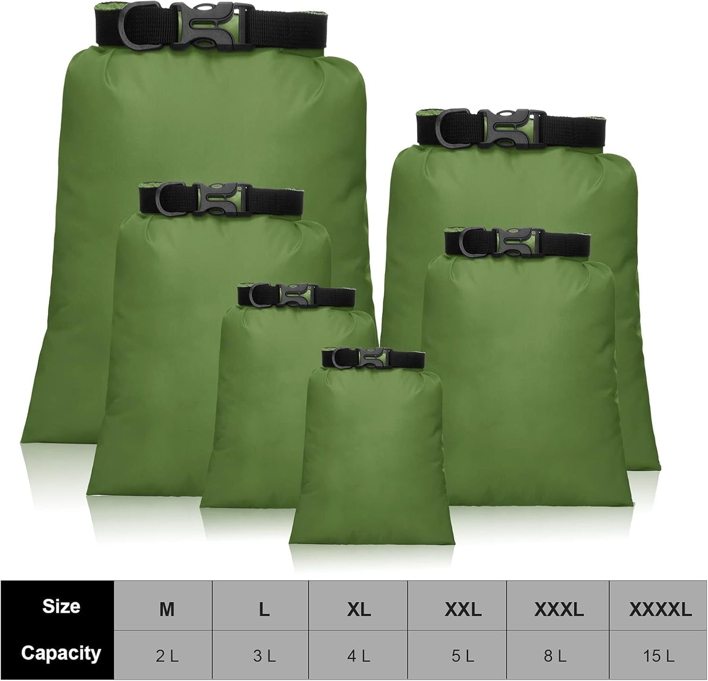 Shappy Waterproof Dry Bag Set 6 Sizes Lightweight Sacks and Long Adjustable Shoulder Strap Outdoor Water Proof Keep Gear Dry Bag Stuff Sacks for Backpacking, Boating, Hiking, Camping
