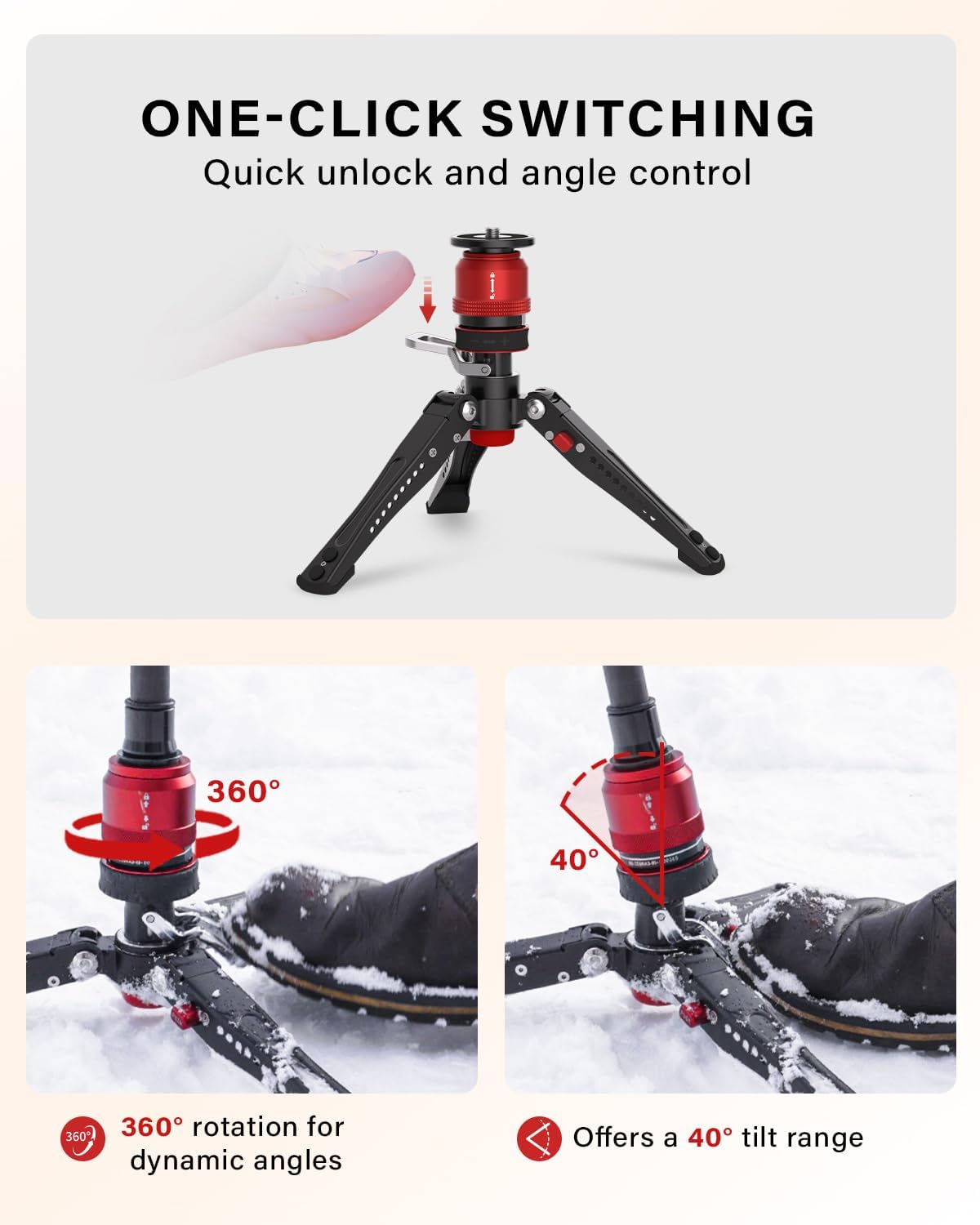 IFOOTAGE 71”Carbon Fiber Monopod with Feet Cobra 3 Monopod C180F-P,Pedal Base Tripod CB3 Base-P Low Profile,for Sony,Nikon,DSLR,Max.Payload 17.64lb/8KG