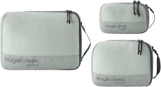Eagle Creek Pack-It Reveal Cube Set - Packing Cubes for Compartmentalizing Luggage - Durable - Ultra-Lightweight - Water-Resistant - Easy Grab Zipper Pull - Mesh Windows - Storm Grey - XS/S/M