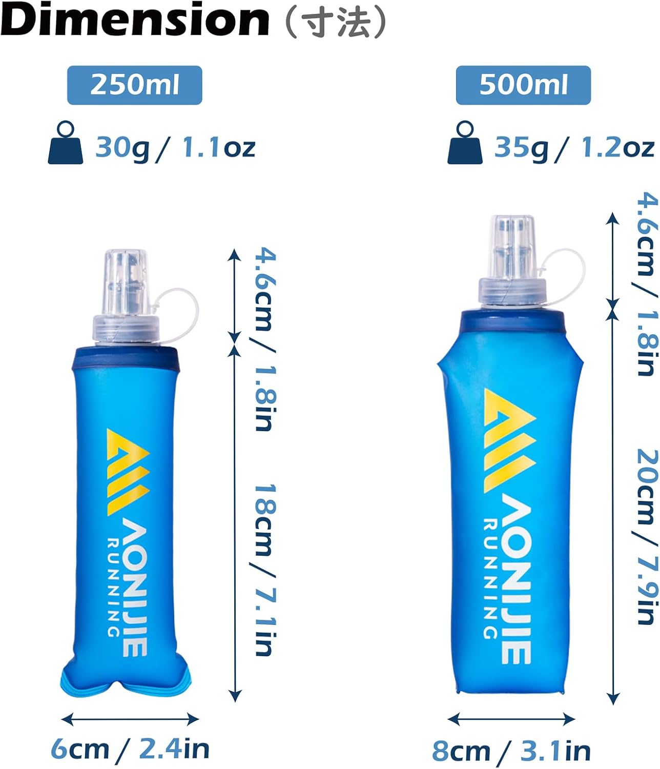 TRIWONDER Soft Flask Collapsible Water Bottles Running Bottle BPA-Free Foldable Handheld Runner Water Flask for Hydration Pack Marathon Hiking Cycling Climbing Travel (01# 250ml - Pack of 2)