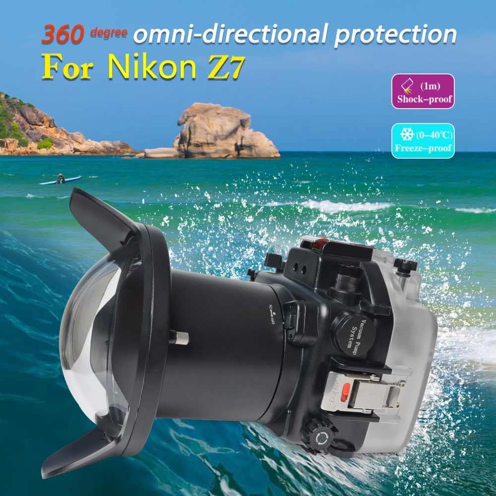 Sea frogs 40M/130ft Underwater Camera Housing Waterproof Case for Nikon Z7, Compatible with Nikon Z6, with 6 Inch Dome Port Kit