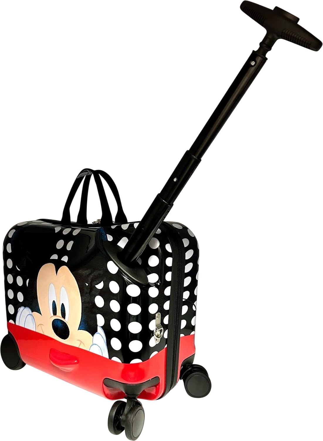 Fast Forward Ride-On 18"" Suitcase For Kids/Tow-Along Toddler Carry-On Luggage With Wheels (Mickey Mouse), Large