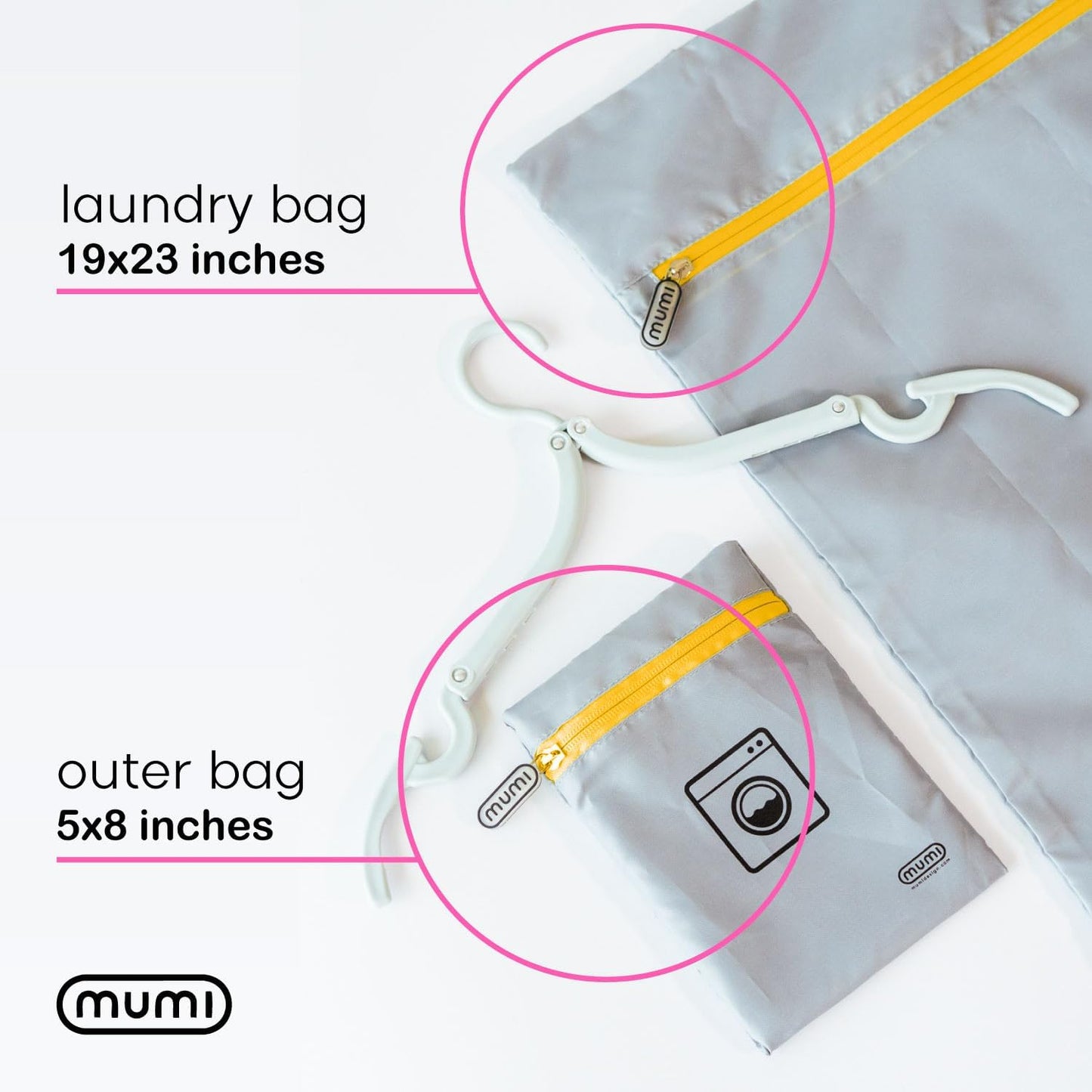 MUMI Travel Laundry Bag – Moisture & Smell-Proof Wash Bag with Folding Hanger & Outer Pouch | Large Washable Bags for Suitcase, Gym & Packing | Clothes Organizer for Trips & Storage - Black