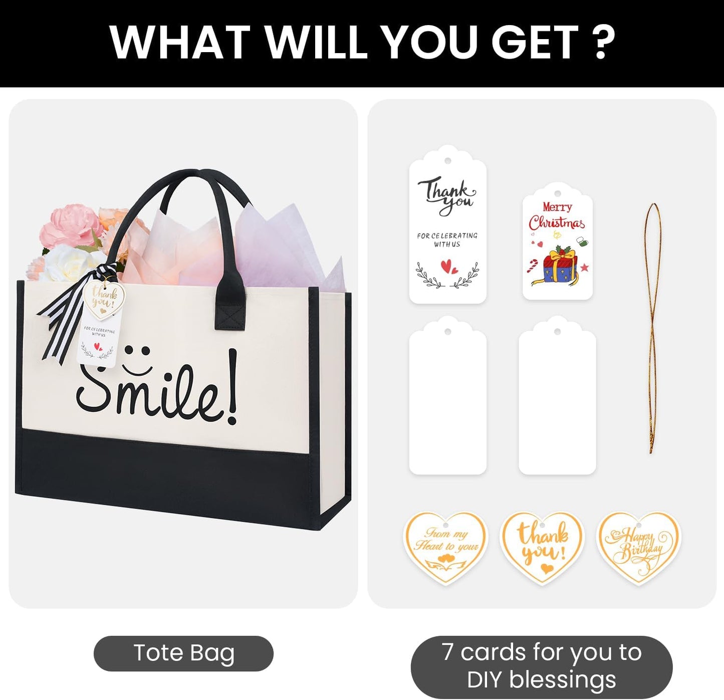 BAGAIL Initial Tote Bag, Personalized Birthday Gifts for Women, Teacher, Friends, Mom, Wedding, Monogrammed Beach Bag