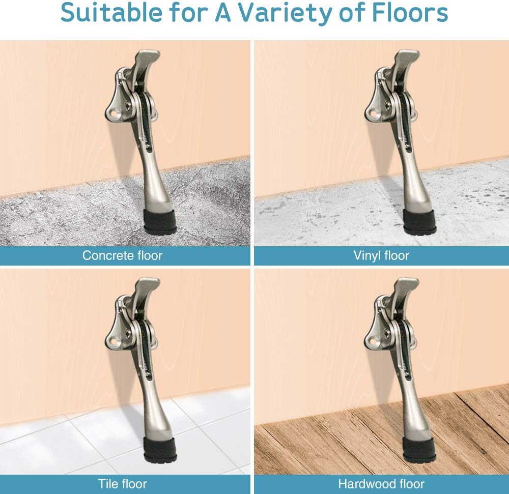 Door Stopper, One-Touch semi-Automatic Metal Door Stopper, with Non-Slip Rubber Tip for Wood, Concrete, Tiled, and Carpeted Floors (4inch x 20pack, Brown)