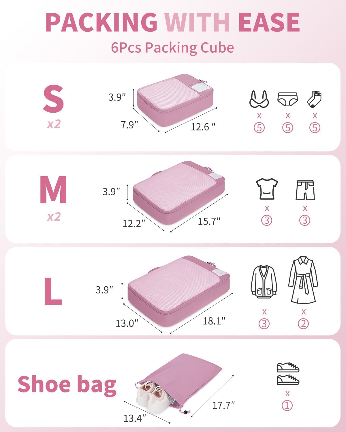ECOHUB 4 Set /6 Set Packing Cubes for Travel Durable Suitcase Organizer Bags Set with Personalized Tag Various Sizes Travel Essentials Traveling Accessories for Luggage Machine Washable