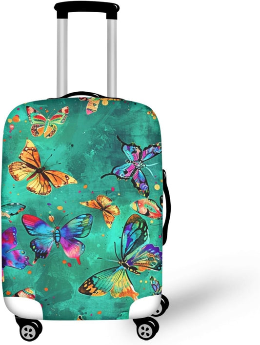 Butterflies Print Baggage Covers for 26-29 Inch Anti Scratch Luggage Protector for Women Girls Boys Non Slip Spandex Suitcase Cover Colorful Luggage Cover
