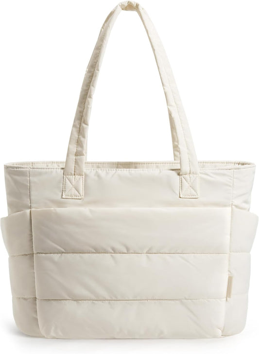 BAGSMART Tote Bag for Women, Lightweight Puffy Tote Bag with Compartments Shoulder Bag Handbag for Travel, Work, Gym,