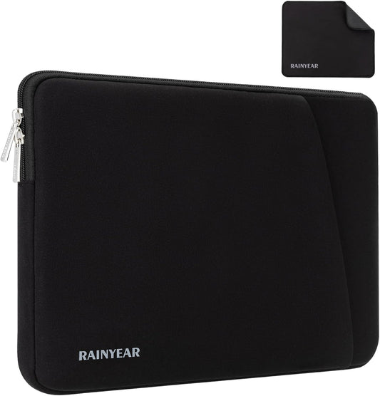 RAINYEAR Laptop Sleeve Case with Front Pocket, 15.6 Inch Protective Portable Case with Front Pocket, Briefcase Laptop Carrying Bag Cover Compatible for HP, Dell, Asus, Lenovo, Notebook, Black